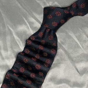 Men’s Burberry London Vintage Blue Red Geometric Silk Necktie Tie